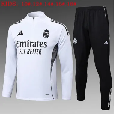 25-26 Kids Real Madrid Training Kits Sweatshirt Tracksuits Cheap Football Jersey Wholesale Yupoo