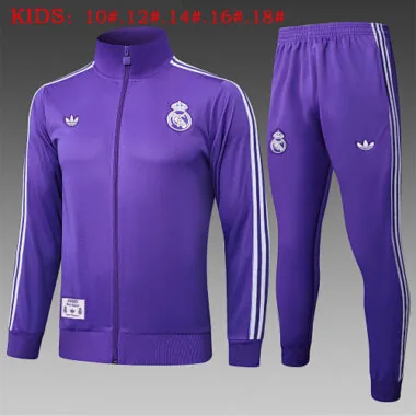 25-26 Kids Real Madrid Training Kits Jacket Tracksuits Cheap Football Jersey Wholesale Yupoo