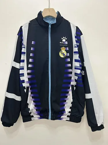 97-98 Real Madrid Retro Trench Coat Reversible Windbreaker Double-Sides Jacket