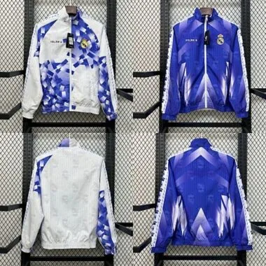 96-97 Real Madrid Retro Trench Coat Reversible Windbreaker Double-Sides Jacket