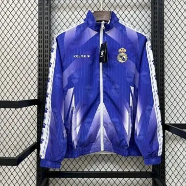 96-97 Real Madrid Retro Trench Coat Reversible Windbreaker Double-Sides Jacket