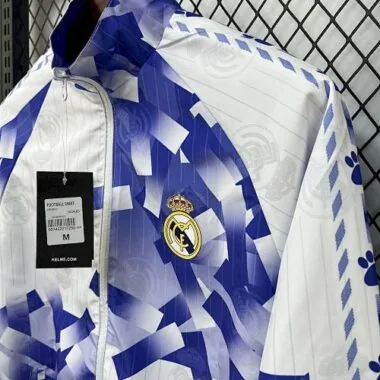 96-97 Real Madrid Retro Trench Coat Reversible Windbreaker Double-Sides Jacket