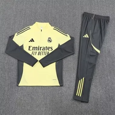 25-26 Real Madrid Yellow&Grey Training Kits Long Tracksuits Cheap Football Jersey Wholesale Yupoo