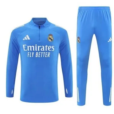 25-26 Real Madrid Training Kits Long Blue Tracksuits Cheap Football Jersey Wholesale Yupoo