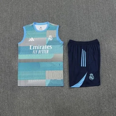 25-26 Real Madrid Training Kits Light Blue Vest Suits Cheap Football Jersey Wholesale Yupoo