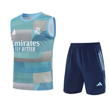25-26 Real Madrid Training Kits Light Blue Vest Suits Cheap Football Jersey Wholesale Yupoo