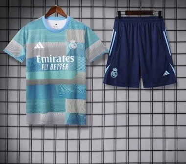 25-26 Real Madrid Training Kits Light Blue Tracksuits Cheap Football Jersey Wholesale Yupoo