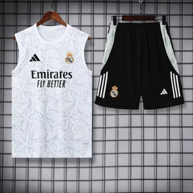 25-26 Real Madrid Pre-Match White Training Kits Tracksuits Cheap Football Jersey Wholesale Yupoo