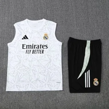 25-26 Real Madrid Pre-Match White Training Kits Tracksuits Cheap Football Jersey Wholesale Yupoo