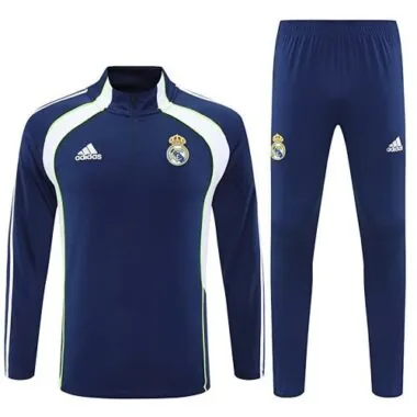 25-26 Real Madrid Navy Training Kits Long Half-Zip Football Tracksuits