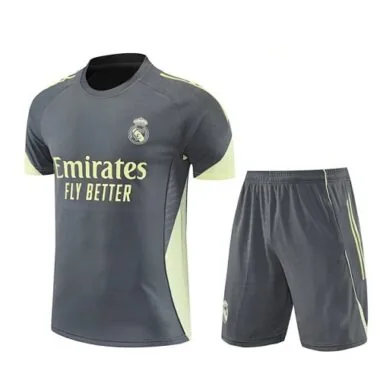 25-26 Real Madrid Grey&Green Training Kits Football Tracksuits Cheap Football Jersey Wholesale Yupoo