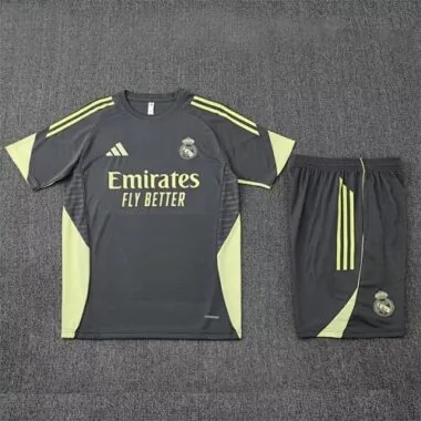 25-26 Real Madrid Grey&Green Training Kits Football Tracksuits Cheap Football Jersey Wholesale Yupoo