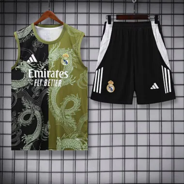 25-26 Real Madrid Green&Black Dragon Training Kits Football Tracksuits