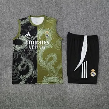 25-26 Real Madrid Green&Black Dragon Training Kits Football Tracksuits