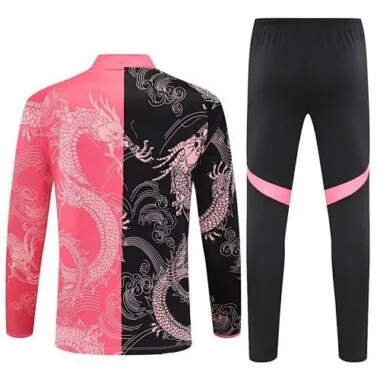 25-26 Real Madrid Black&Pink Dragon Training Kits Long Football Tracksuits
