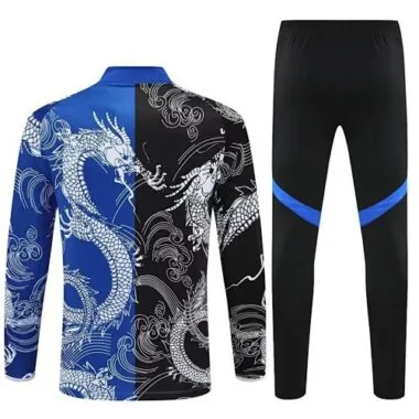 25-26 Real Madrid Black&Blue Dragon Training Kits Long Football Tracksuits