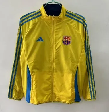 25-26 Barcelona Yellow&Blue Trench Coat Reversible Windbreaker Double-Sides Jacket