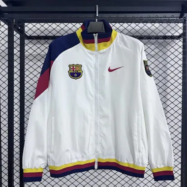 25-26 Barcelona White Windbreaker Jackets Cheap Football Jersey Wholesale Yupoo