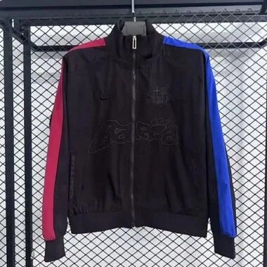 25-26 Barcelona Black Windbreaker Jackets Cheap Football Jersey Wholesale Yupoo