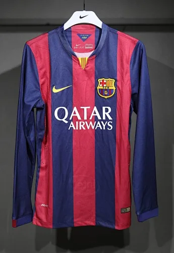 14-15 Retro Player Barcelona Home Kit Long Sleeve Cheap Football Jersey Wholesale Yupoo
