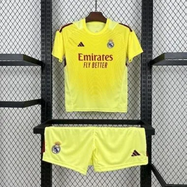 25-26 Real Madrid Yellow Goalkeeper Kid Kits Youth Apparels Cheap Football Jersey Wholesale Yupoo