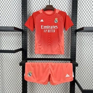25-26 Real Madrid Orange Goalkeeper Kid Kits Cheap Football Jersey Wholesale Yupoo
