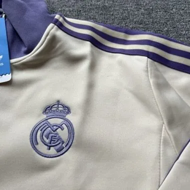 25-26 Real Madrid Long Sleeve Training Suit Purple & White Cheap Soccer Jerseys Yupoo