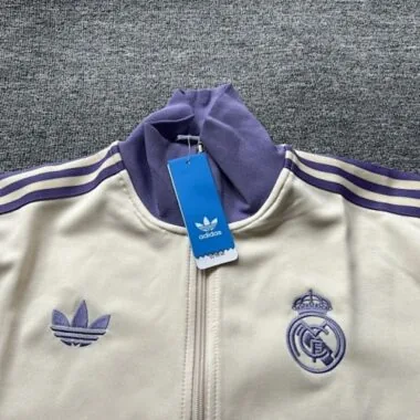 25-26 Real Madrid Long Sleeve Training Suit Purple & White Cheap Soccer Jerseys Yupoo