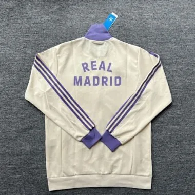 25-26 Real Madrid Long Sleeve Training Suit Purple & White Cheap Soccer Jerseys Yupoo