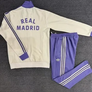 25-26 Real Madrid Long Sleeve Training Suit Purple & White Cheap Soccer Jerseys Yupoo