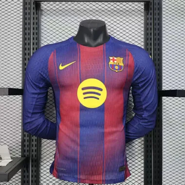 25-26 Player Barcelona Home Long Sleeve Kit S-4XL Football Jersey