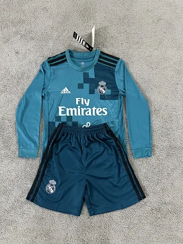 17-18 Retro Kids Real Madrid Second Away Kit Long Sleeves