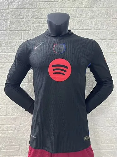 2024/25 Barcelona Away Player Version Long Sleeve Soccer Jerseys