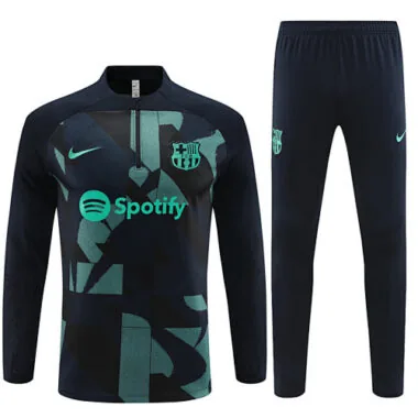 23-24 Barcelona Adults And Kids Training Suits Black&Green Tracksuits