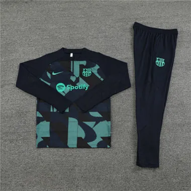 23-24 Barcelona Adults And Kids Training Suits Black&amp;Green Tracksuits