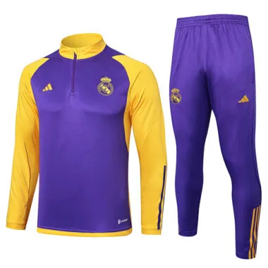 23-24 Real Madrid Long Sleeve Tracksuit Purple&amp;Yellow Training Suits