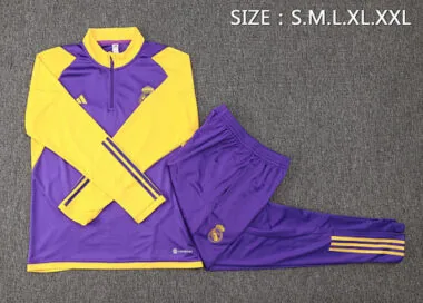 23-24 Real Madrid Long Sleeve Tracksuit Purple&amp;Yellow Training Suits