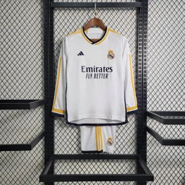 23-24 Real Madrid Home Kids Long Sleeve Kits Soccer Jerseys Yupoo