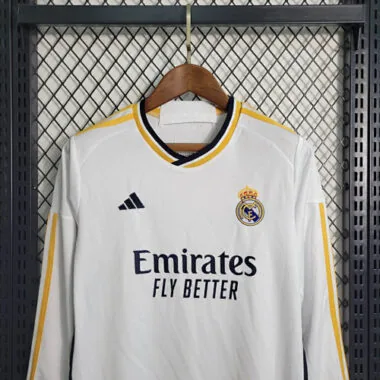 23-24 Real Madrid Home Kids Long Sleeve Kits Soccer Jerseys Yupoo