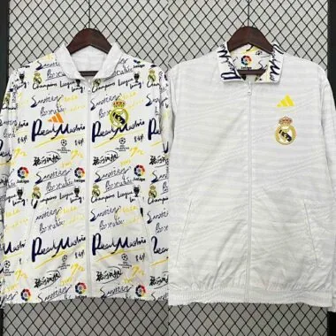 23-24 Real Madrid Trench Coat Reversible Windbreaker Double-Sides Jacket