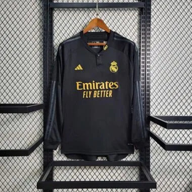 23-24 Real Madrid Third Kit Long Sleeve Black Shirt