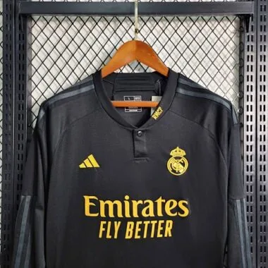 23-24 Real Madrid Third Kit Long Sleeve Black Shirt