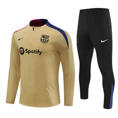 24-25 Barcelona Long Sleeve Tracksuit Gold Training Suits