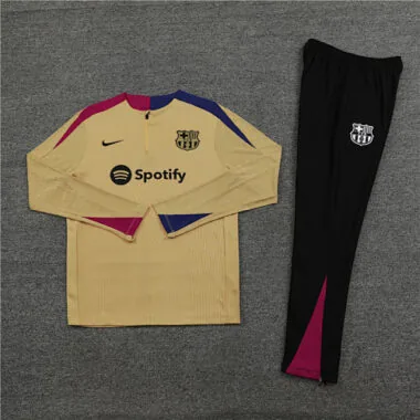 24-25 Barcelona Long Sleeve Tracksuit Gold Training Suits