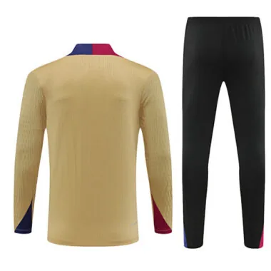 24-25 Barcelona Long Sleeve Tracksuit Gold Training Suits