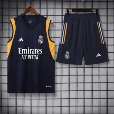 23-24 Real Madrid Training Suits Navy Vest Kit