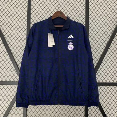 23-24 Real Madrid Trench Coat Reversible Windbreaker Navy