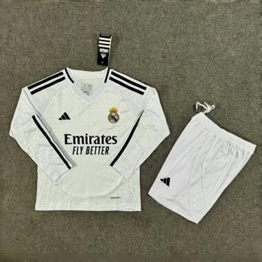 24-25 Real Madrid Home Kid Kits Long Sleeve Youth Apparels AAAAJersey Supplier Yupoo