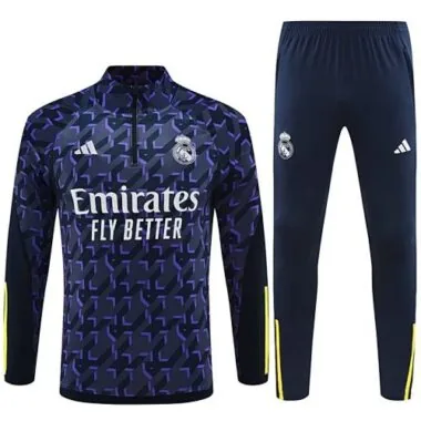 23-24 Real Madrid Adults And Kids Training Suits Navy Long Sleeve Tracksuits