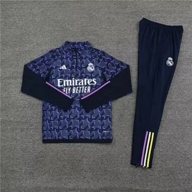 23-24 Real Madrid Adults And Kids Training Suits Navy Long Sleeve Tracksuits